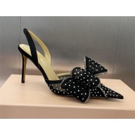Mach & Mach Heel 8.5cm Le Cadeau embellished mesh slingback pumps black 2025