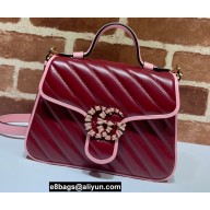 Gucci Diagonal GG Marmont Mini Top Handle Bag 583571 Red/Pink 2021
