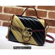 Gucci Diagonal GG Marmont Mini Top Handle Bag 583571 Black/Beige 2021