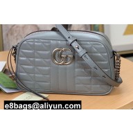 Gucci Aria Collection GG Marmont Small Shoulder Bag 447632 Grey 2021