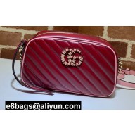 Gucci Diagonal GG Marmont Small Shoulder Bag 447632 Red/Pink 2021