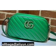 Gucci Diagonal GG Marmont Small Shoulder Bag 447632 Green 2021