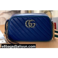 Gucci Diagonal GG Marmont Small Shoulder Bag 447632 Blue 2021