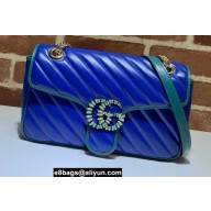 Gucci Diagonal GG Marmont Small Shoulder Bag 443497 Blue 2021