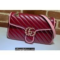 Gucci Diagonal GG Marmont Small Shoulder Bag 443497 Red/Pink 2021