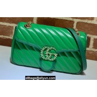 Gucci Diagonal GG Marmont Small Shoulder Bag 443497 Green 2021