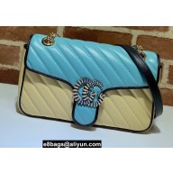 Gucci Diagonal GG Marmont Small Shoulder Bag 443497 Butter/Pastel Blue 2021