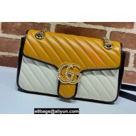 Gucci Diagonal GG Marmont Small Shoulder Bag 443497 Yellow/White/Black 2021