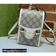 Gucci Horsebit 1955 Mini Bag 625615 GG Canvas White 2021