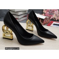Dolce & Gabbana Heel 10.5cm Leather Pumps Black with DG Pop Heel 2021