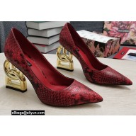 Dolce & Gabbana Heel 10.5cm Leather Pumps Snake Print Red with DG Pop Heel 2021