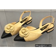 Chanel Camellia Slingbacks G38362 Lambskin Beige 2021