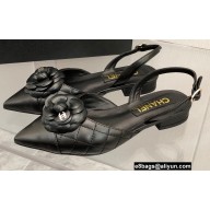 Chanel Camellia Slingbacks G38362 Lambskin Black 2021