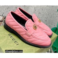 Gucci Chevron Leather Loafers with Double G 670399 Pink 2021