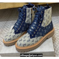 Jimmy Choo CORA FLAT JC Monogram Jacquard and Leather Mix Combat Boots Sand Dune 2021
