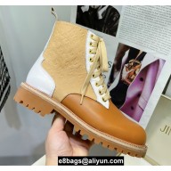 Jimmy Choo CORA FLAT JC Monogram Leather Mix Combat Boots Caramel 2021