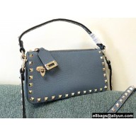 Valentino Small Rockstud Grainy Calfskin Crossbody Bag Azure Blue 2021