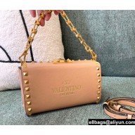Valentino Rockstud Alcove Grainy Calfskin Clutch Bag Nude 2021