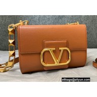 Valentino Stud Sign Grainy Calfskin Shoulder Bag Caramel 2021