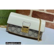 Gucci Padlock Long Wallet with Chain 658226 White 2021