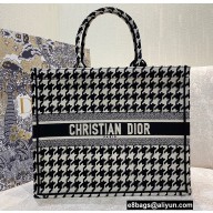 Dior Book Tote Bag in Houndstooth Embroidery Black 2021