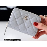 Chanel Classic Zipped Coin Purse AP0216 in Original Grained Calfskin Light Gray