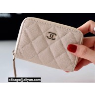 Chanel Classic Zipped Coin Purse AP0216 in Original Grained Calfskin Beige