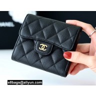 Chanel Classic Small Flap Wallet AP0231 in Original Grained Calfskin Black/Gold