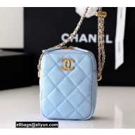 Chanel Pearl Calfskin Vertical Camera Bag AS2857 in Original Quality Light Blue 2021