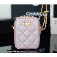 Chanel Pearl Calfskin Vertical Camera Bag AS2857 in Original Quality Pink 2021