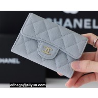 Chanel Classic Card Holder AP0214 in Original Grained Calfskin Light Gray