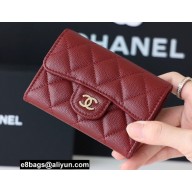 Chanel Classic Card Holder AP0214 in Original Grained Calfskin Red