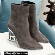 Balmain Heel 9.5cm Nicole Ankle Boots Suede Gray 2021
