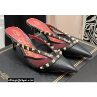 Valentino Heel 6cm Rockstud Alcove Mules in Mesh and Leather Black 2021