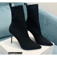 Balmain Heel 9.5cm Stretch Knit Skye Ankle Boots Black With Balmain Monogram 2021