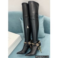 Balmain Okt Chain Detail Thigh-high Boots Leather Black 2021