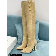 Balmain Heel 9.5cm Nelly Thigh-high Boots Suede Beige 2021Balmain Heel 9.5cm Nelly Thigh-high Boots Suede Beige 2021