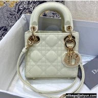 Lady Dior Micro Bag in Patent Cannage Calfskin White 2021