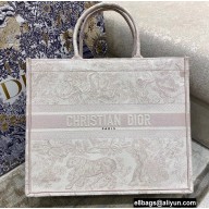 Dior Book Tote Bag in Toile de Jouy Embroidery Pale Pink 2021