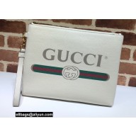 Gucci Medium Leather Pouch Bag 572770 White 2021