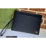 Gucci Medium Leather Pouch Bag 658562 Black 2021