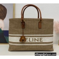 Celine Horizontal Cabas Bag Beige in Textile with Celine print and Calfskin