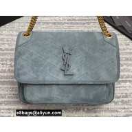 Saint Laurent Niki Medium Bag in Suede Leather 633158 Gray
