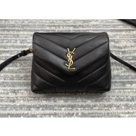 Saint Laurent Loulou Toy Bag in Matelassé "y" Leather 467072 Black/Gold