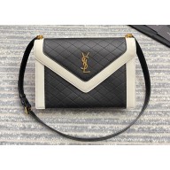 Saint Laurent Gaby Satchel Bag in Vintage Lambskin 668863 Black/White
