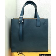 Loewe Buckle Tote Bag in Soft Grained Calfskin Ocean Blue