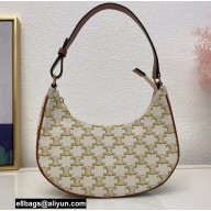 Celine Medium Ava Bag White in Triomphe Canvas and Calfskin