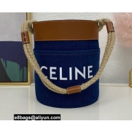 Celine Bucket Bag in Denim Blue with celine print and Calfskin