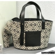Loewe Elephant Basket Bag in Anagram Jacquard and Calfskin