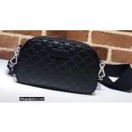 Gucci GG Embossed Leather Black Small Shoulder Bag 574886 2021